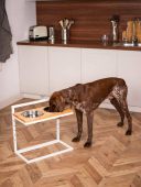 Harley & Cho (Харли энд Чо) Natural Lift Wood + White миски на подставке c регулируемой высотой для собак