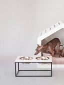 Harley & Cho (Харли энд Чо) Lunch Bar White Stone + Black Миска двойная на подставке для кошек и собак