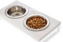 Harley & Cho (Харли энд Чо) Lunch Bar White Stone + White Миска двойная на подставке для кошек и собак