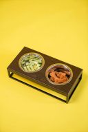 Harley & Cho (Харли энд Чо) Lunch Bar Brown Wood + Black Миска двойная на подставке для кошек и собак