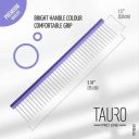 Tauro Pro Line (Тауро про Лайн) Ultra Light Line расческа с алюминиевой ручкой и редкими зубчиками из нержавеющей стали, фиолетовый