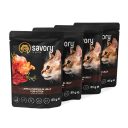 Savory (Сейвори) Kitten - Набор влажных кормов 3+1 для котят, кусочки ягненка с тыквой в желе
