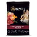 Savory (Сейвори) Kitten - Набор влажных кормов 3+1 для котят, кусочки ягненка с тыквой в желе