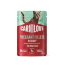 Carnilove (Карнилав) Cat Adult Gravy Pheasant with Raspberry Leaves - Влажный беззерновой корм для взрослых кошек всех пород, фазана с листьями малины кусочки в соусе