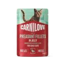 Carnilove (Карнилав) Cat Adult Jelly Pheasant with Raspberry Leaves - Влажный беззерновой корм для взрослых котов, с фазаном и листьями малины кусочки в желе