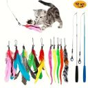 Игрушка-дразнилка для кота, набор 2 удочки и 10 сменных насадок