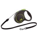 Flexi Black Design S - поводок-рулетка для собак весом до 12 кг, трос, 5 м