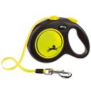 Flexi New Neon L - поводок-рулетка светоотражающая для собак до 50 кг, лента, 5 м