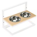 Harley & Cho (Харли энд Чо) Beige Stone Lift + White миски на подставке с регулируемой высотой для собак