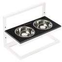 Harley & Cho (Харли энд Чо) Black Stone Lift + White миски на подставке с регулируемой высотой для собак