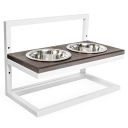 Harley & Cho (Харли энд Чо) Brown Lift Wood + White миски на подставке c регулируемой высотой для собак