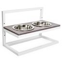 Harley & Cho (Харли энд Чо) Brown Stone Lift + White миски на подставке с регулируемой высотой для собак