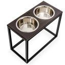 Harley & Cho (Харли энд Чо) Dinner Brown wood + Black миски на подставке для собак