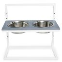 Harley & Cho (Харли энд Чо) Gray Stone Lift + White миски на подставке с регулируемой высотой для собак