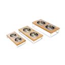 Harley & Cho (Харли энд Чо) Lunch Bar Natural wood + White Миска двойная на подставке для кошек и собак