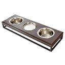 Harley & Cho (Харли энд Чо) Lunch Bar Brown wood + Black миска тройная на подставке для собак и кошек