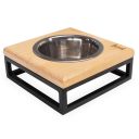 Harley & Cho (Харли энд Чо) Lunch Bar Natural wood + Black одинарная миска на подставке для кошек и собак