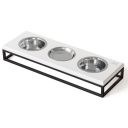 Harley & Cho (Харли энд Чо) Lunch Bar White wood + Black миска тройная на подставке для собак и кошек