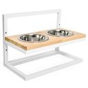 Harley & Cho (Харли энд Чо) Natural Lift Wood + White миски на подставке c регулируемой высотой для собак