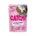 Catch! Влажный корм для взрослых кошек всех пород, три вида мяса и овощи кусочки в желе