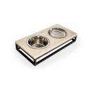 Harley & Cho (Харли энд Чо) Lunch Bar Beige Stone + Black Миска двойная на подставке для кошек и собак