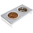 Harley & Cho (Харли энд Чо) Lunch Bar Gray Stone + White Миска двойная на подставке для кошек и собак