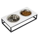 Harley & Cho (Харли энд Чо) Lunch Bar White Stone + Black Миска двойная на подставке для кошек и собак