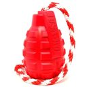 SodaPup (Сода Пап) USA-K9 Grenade Reward Toy – Жевательная игрушка-диспенсер для лакомств Граната с канатом из суперпрочного материала для собак, красная