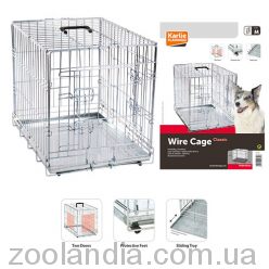 Karlie-Flamingo Wire Cage Карли-Фламинго клетка для собак, двухдверная, с ручкой и выдвижным поддоном