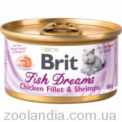 Brit Fish ( Брит Фреш) Dreams консервы для кошек с куриным филе и креветками