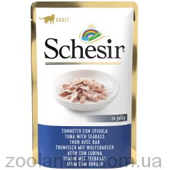 Schesir Tuna Seabass Шезир Тунец с Окунем натуральные консервы для кошек тунец с окунем и рисом, пауч