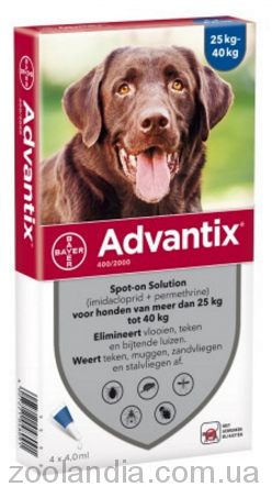 Advantix (Адвантикс) капли против блох, клещей, комаров для собак свыше 25 кг (1 пипетка)