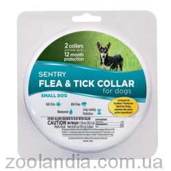 Sentry Flea&Tick Small Сентри ошейник от блох и клещей для собак малых пород, 6 месяцев защиты, 2 шт