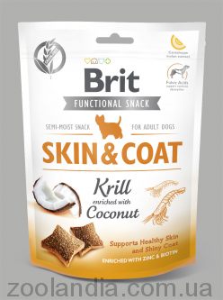 Brit Care Dog Functional Snack Skin&Coat Krill Функциональное лакомство для собак с мясом криля и кокосом для здоровой кожи и шерсти