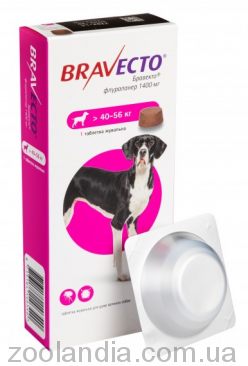 Bravecto (Бравекто) XL Жувальна таблетка від бліх та кліщів для собак 40-56 кг (1 таблетка)