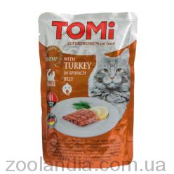 TOMi TURKEY in spinach jelly ТОМИ ИНДЕЙКА В ШПИНАТНОМ ЖЕЛЕ суперпремиум влажный корм, консервы для кошек, пауч