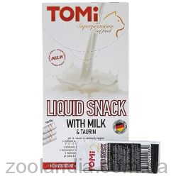 TOMi Liquid Snack Milk&Taurin ТОМИ МОЛОКО С ТАУРИНОМ жидкое лакомство для котов, 1 стик, 10 грамм