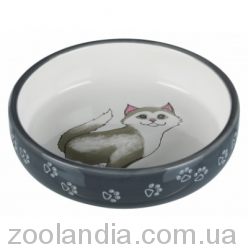 Trixie (Трикси) - Миска керамическая для котов и кошек, серая, 300 мл / 15 см