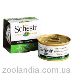 Schesir (Шезир) Тунец с Курицей (Tuna Chicken) влажный корм консервы для кошек, банка