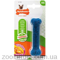 Nylabone Moderate Chew Dental Bone жевательная игрушка кость для собак, вкус курицы