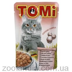 TOMi (Томи) мясо ИНДЕЙКА (turkey) консервы для кошек, влажный корм, пауч