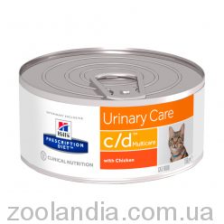Hill's Wet PD Canine c/d Urinary Care Multicare - консервированный корм-диета с курицей для кошек при заболевании мочевыделительной системы