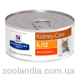 Hill's Wet PD Feline k/d Kidney Care - консервированный корм-диета с курицей для кошек при почечной недостаточности
