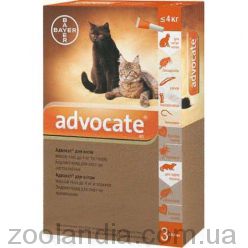 Advocate (Адвокат) краплі проти паразитів для котів до 4 кг (1 піпетка)
