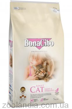 Bonacibo Adult Cat Light&Sterilised (Бонасібо) корм для дорослих стерилізованих котів і котів із зайвою вагою