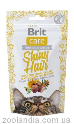 Brit Care Cat Snack Shiny Hair Функциональное беззерновое лакомство для здоровой кожи и шелковистой шерсти