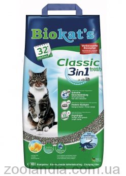 Biokat's (Біокетс) Classic 3in1 Fresh - Наповнювач, що комкується для котячого туалету, з ароматом