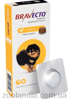 Bravecto (Бравекто) XS Жевательная таблетка от блох и клещей для собак 2-4,5 кг (1 таблетка)