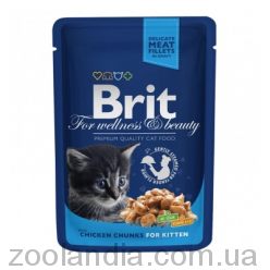 Brit Premium Cat (Брит Премиум Кэт) Кусочки в соусе с Курицей для котят (пауч)