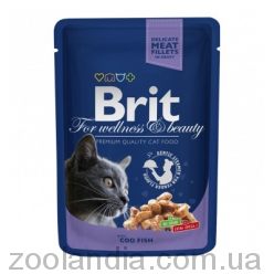 Brit Premium Cat (Брит Преміум Кет) Шматочки в соусі з Тріскою для кішок (пауч)